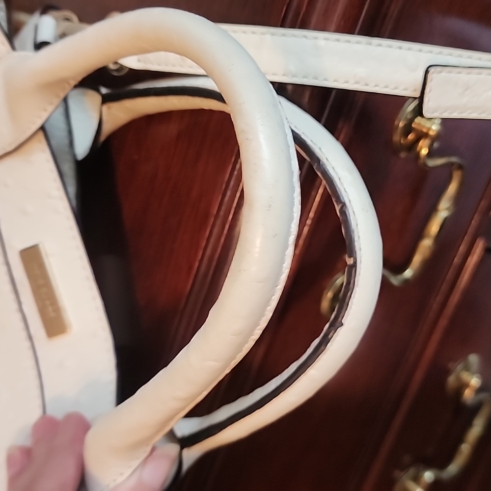 Kate Spade Charm City Cream Ostrich Bow Crossbody Satchel - Picture 3 of 10
